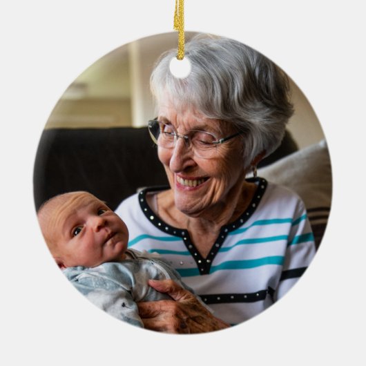 Holly Christmas Memorial Personalisiertes Foto Keramik Ornament (Hinten)