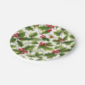 Holly Christmas Party Paper Plate Red and Green Pappteller (Schrägansicht)