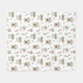 Holly Christmas Pattern Fleecedecke (Vorderseite (Horizontal))