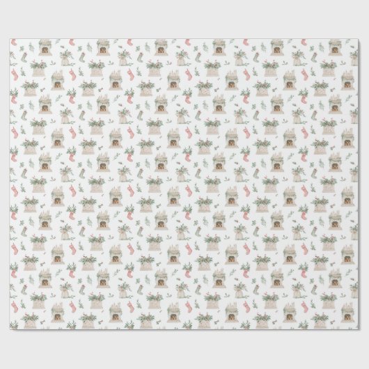 Holly Christmas Pattern Geschenkpapier (Flach)