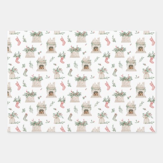 Holly Christmas Pattern Geschenkpapier Set (Vorderseite 3)