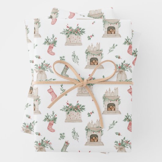 Holly Christmas Pattern Geschenkpapier Set (Beispiel)