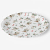 Holly Christmas Pattern Pappteller (Schrägansicht)