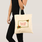 Holly Christmas Pflanze Rahmen Tote Bag Tragetasche (Vorderseite (Produkt))