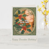 Holly Christmas Red Berry Decorative Holiday Desig Karte (Gelbe Blume)