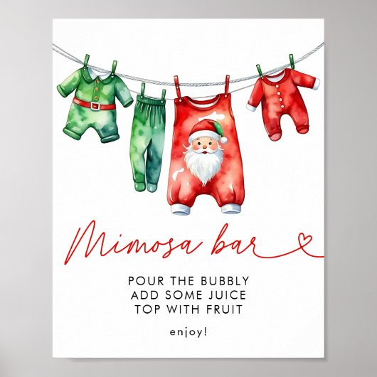 Holly Christmas Santa Baby Dusche Mimosa Bar Poster (Vorne)