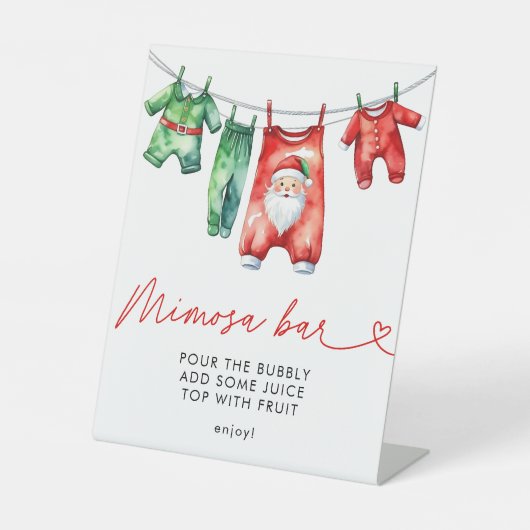 Holly Christmas Santa Baby Dusche Mimosa Bar Sockelschild (Vorderseite)