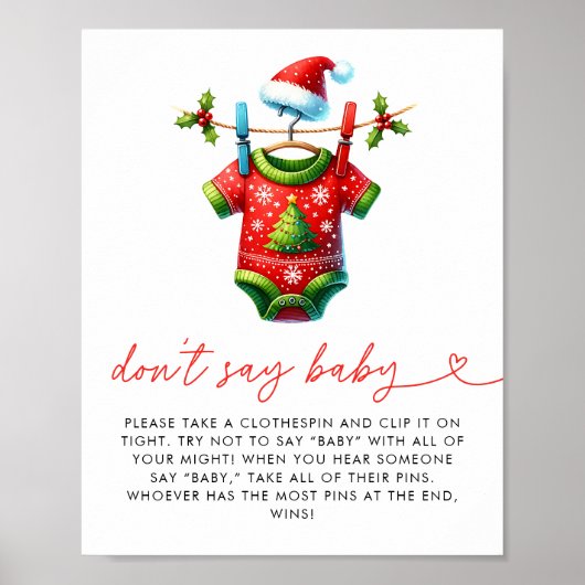Holly Christmas Santa Baby Shower Dont Say Baby Poster (Vorne)