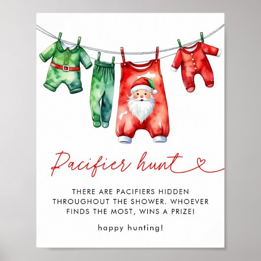 Holly Christmas Santa Baby Shower Schnuller Hunt Poster (Vorne)
