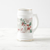 Holly Christmas Snow Watercolor Bierglas (VorderseiteRechts)