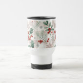 Holly Christmas Snow Watercolor Reisebecher (Mittel)