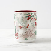 Holly Christmas Snow Watercolor Zweifarbige Tasse (Mittel)