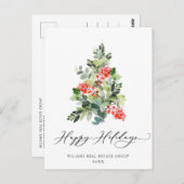 Holly Christmas Tree Corporate Grußurlaub Postkarte (Vorne/Hinten)