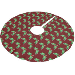 Holly Christmas Tree Skirt Polyester Weihnachtsbaumdecke