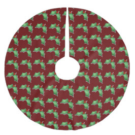 Holly Christmas Tree Skirt Polyester Weihnachtsbaumdecke