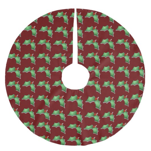 Holly Christmas Tree Skirt Polyester Weihnachtsbaumdecke (Vorderseite)