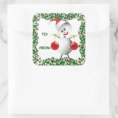 Holly Christmas Volleyball-Geschenk-Tag Quadratischer Aufkleber (Tasche)