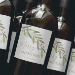 Holly Christmas Weinetikett<br><div class="desc">Mit diesen personalisierten Etiketten mit modernen,  eleganten Heiligen und Beeren,  die in schicken Schriftzeichen in jeder Farbe und auf jedem Farbhintergrund Ihre eigenen Weinetiketten für Urlaubsgeschenke oder -favoriten machen. PASSENDE Artikel in unserem Geschäft.</div>