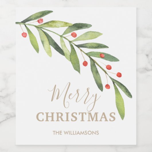 Holly Christmas Weinetikett (Einzelnes Label)