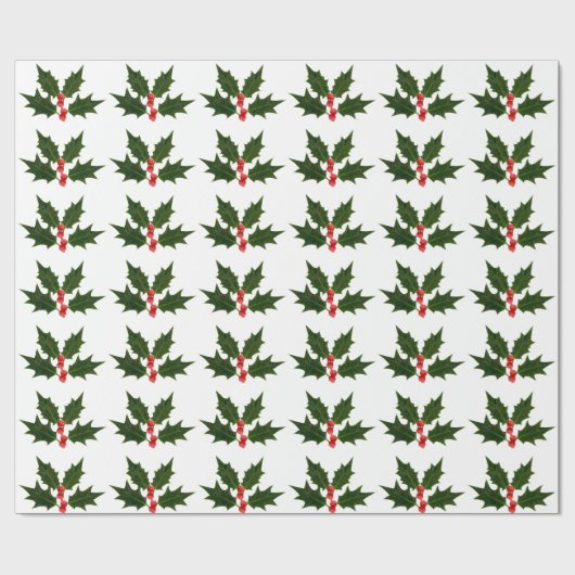 Holly Christmas Wrapping Geschenkpapier (Flach)