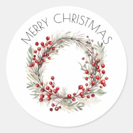 Holly Christmas Wreath Sticker
