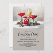 Holly Cocktails Christmas Party Einladung (Vorderseite)