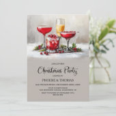 Holly Cocktails Christmas Party Einladung (Stehend Vorderseite)