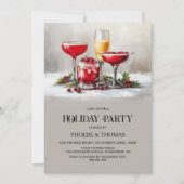 Holly Cocktails Holiday Party Einladung (Vorderseite)