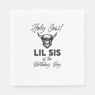 Holly Cow Lil Sis of the Birthday Boy Highland Cow Serviette