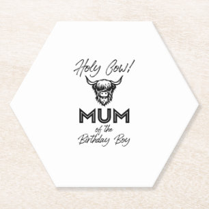 Holly Cow Mum des Geburtstags Boy Highland Cow 1. Untersetzer