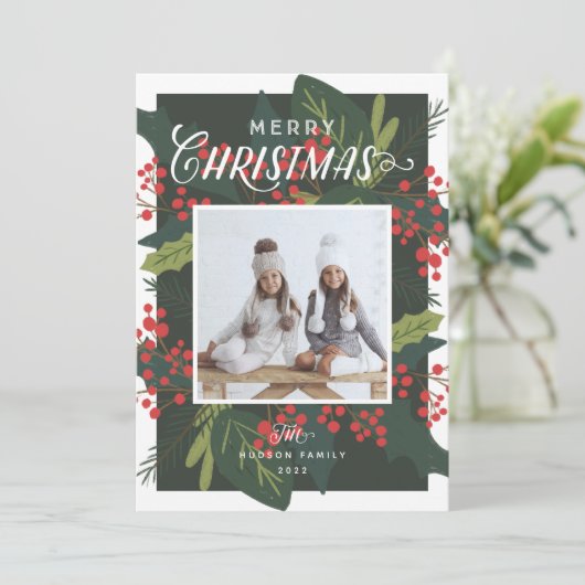 Holly Days | Frohe Weihnachten Foto (Stehend Vorderseite)