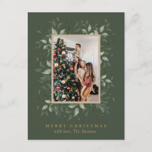 Holly Days | Frohe Weihnachts-Foto Urlaub Postkarte (Vorderseite)