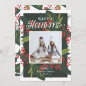 Holly Days | Happy Holidays Foto Feiertagskarte (Vorne/Hinten)