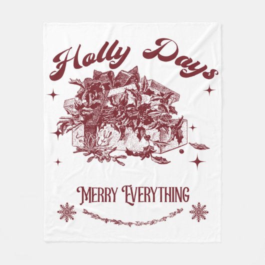 Holly Days Vintage Christmas Fleecedecke (Vorderseite)