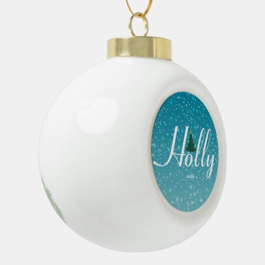 Holly Dolly Weihnachtsschmuck - Custom Keramik Keramik Kugel-Ornament (Links)