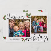 Holly Family Happy Holidays Card Feiertagskarte (Vorne/Hinten)