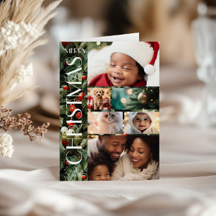 Holly Festive Family Foto Collage Weihnachten Karte