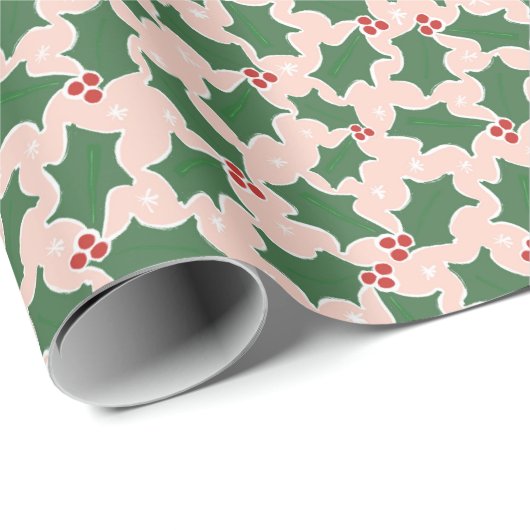 Holly Festive Weihnachtspapier Geschenkpapier (Rolleneckpunkt)