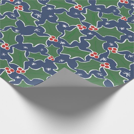 Holly Festive Weihnachtspapier Geschenkpapier (Ecke)
