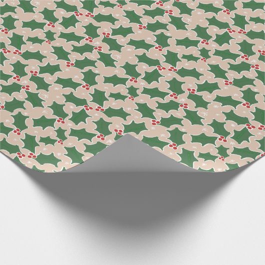 Holly Festive Weihnachtspapier Geschenkpapier (Ecke)