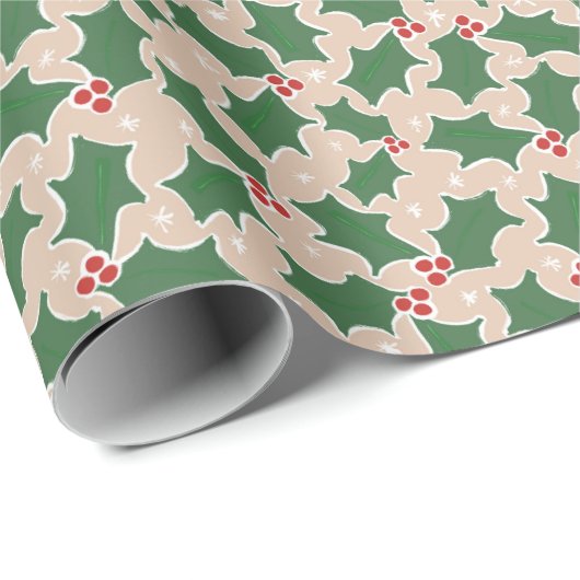 Holly Festive Weihnachtspapier Geschenkpapier (Rolleneckpunkt)