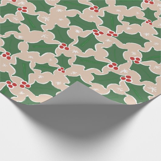 Holly Festive Weihnachtspapier Geschenkpapier (Ecke)