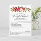 Holly Floral, der das Ehepaar Bestes Bridal-Spiel  Einladung (Stehend Vorderseite)