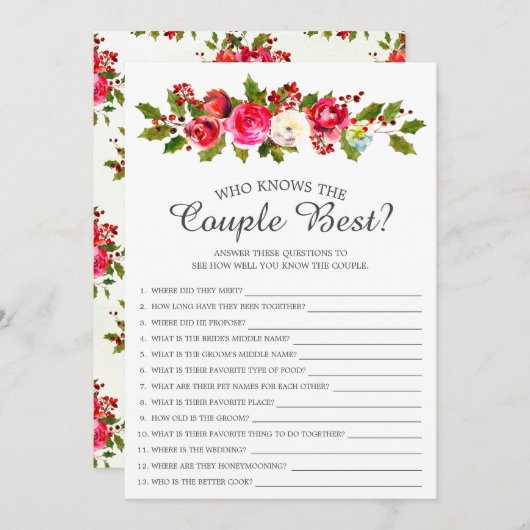 Holly Floral, der das Ehepaar Bestes Bridal-Spiel Einladung (Vorne/Hinten)