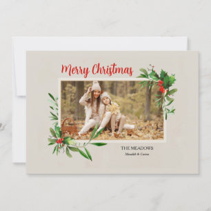 Holly-Frame-Fotogeschenkkarte Feiertagskarte