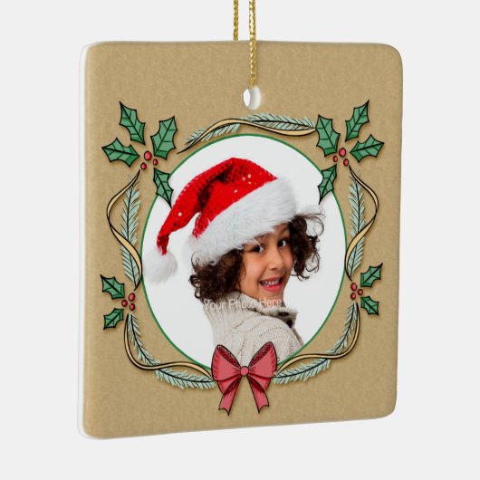 Holly Frame Weihnachtsdekoration Keramikornament (Rechts)