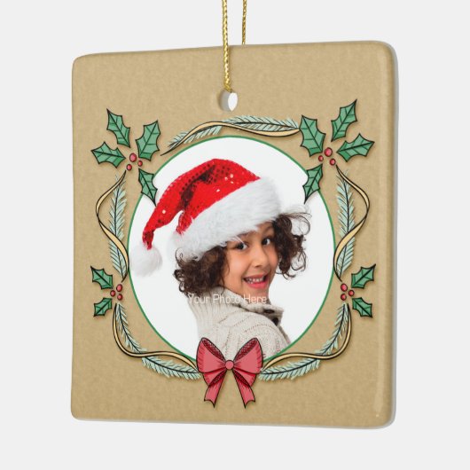 Holly Frame Weihnachtsdekoration Keramikornament (Links)