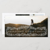 Holly Framed Seasons Greetings Photo Holiday Card (Vorne/Hinten)