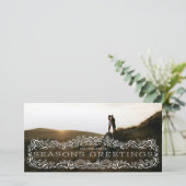 Holly Framed Seasons Greetings Photo Holiday Card (Stehend Vorderseite)