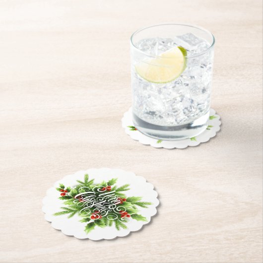 Holly Frohe Weihnachts-Untersetzer Untersetzer (Vor Ort)